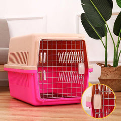 Portable Pet Travel Carrier Crate for Dog Cat Rabbit Ventilated Transport Box - Black