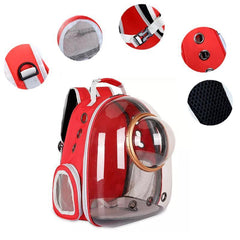 Travel Space Capsule Dog Cat Bag Breathable Outdoor Pet Backpack Carrier - Red