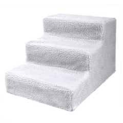 3 Steps Pet Stairs with Soft Cover for Small Dogs and Cats Portable Climbing Ramp