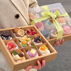 5PCS Kraft Paper Lunch Boxes Picnic Camping Food Containers Bento Sushi Packing - S-5Pcs