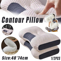 Ergonomic Contour Pillow Knitted Cotton Filling Neck Support for All Sleepers - 1PC