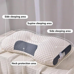 Ergonomic Contour Pillow Knitted Cotton Filling Neck Support for All Sleepers - 1PC