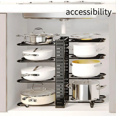 Multi-Layer Vertical Pot Lid Storage Rack Folding Kitchen Countertop Organizer - 8th-Floor
