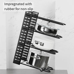 Multi-Layer Vertical Pot Lid Storage Rack Folding Kitchen Countertop Organizer - 8th-Floor