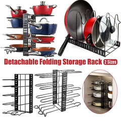 Multi-Layer Vertical Pot Lid Storage Rack Folding Kitchen Countertop Organizer - 8th-Floor