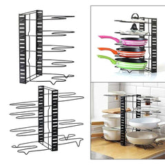Multi-Layer Vertical Pot Lid Storage Rack Folding Kitchen Countertop Organizer - 8th-Floor