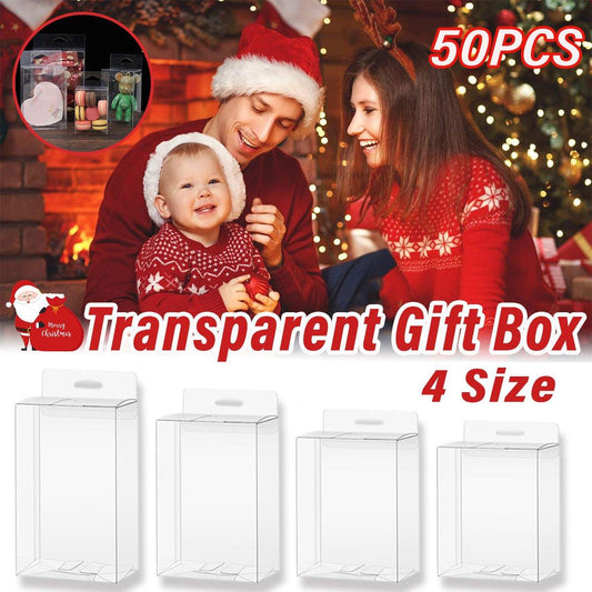 50pcs Transparent Gift Boxes with Hooks Clear Packaging Storage Containers - 10x3.2x17.5cm