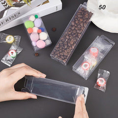 50pcs Transparent Gift Boxes with Hooks Clear Packaging Storage Containers - 10x3.2x17.5cm