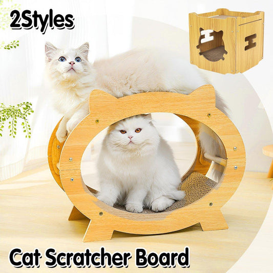 Durable Cat Scratcher Lounge Corrugated Scratching Wood Board - Square