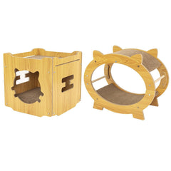 Durable Cat Scratcher Lounge Corrugated Scratching Wood Board - Oval