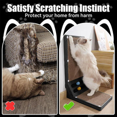 L-shaped Cat Scratching Board Vertical Claw Toy Cat Scratcher for Pet Playtime - Black