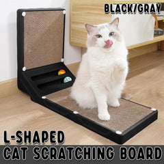 L-shaped Cat Scratching Board Vertical Claw Toy Cat Scratcher for Pet Playtime - Black
