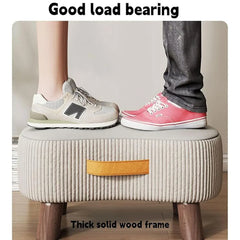 Small Stool for Home Simple Shoe Changing Low Seat Stool Wooden Household Use - Orange