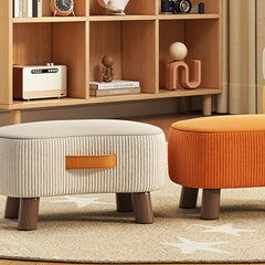 Small Stool for Home Simple Shoe Changing Low Seat Stool Wooden Household Use - Orange