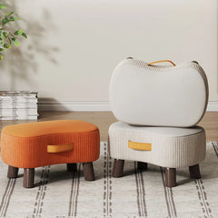 Small Stool for Home Simple Shoe Changing Low Seat Stool Wooden Household Use - Orange