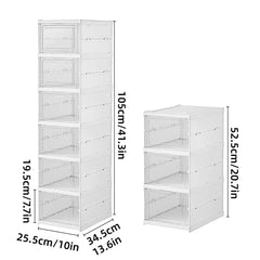 Easy Assemble Shoe Box Foldable Rack 3/6 Layers Storage Transparent Drawers - 3-Tier