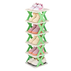 6/7 Tier Shoe Rack Space Saving Small Shoe Cabinet Storage Shelf Organizer - Orange-7 Layer