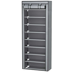 10 Tier Black Shoe Rack Dustproof Organiser Shoe Storage Cabinet for Home Use