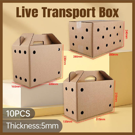 10PCS Disposable Cardboard Pet Carrier - 3 Sizes for Small Animals - 38*28*24CM