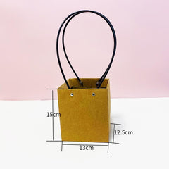 25x Kraft Paper Bag Flowers Waterproof Bouquet Basket Gift Box With Handle - 25PCS-Sq Small