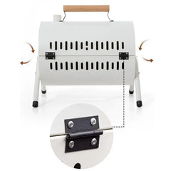 Grillz Charcoal BBQ Portable Grill Camping Barbecue Outdoor Cooking Smoker - White
