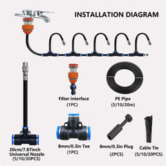 5M 10M 20M Garden Watering System Adjustable Spray Irrigation Hose Sprinkler - 20m