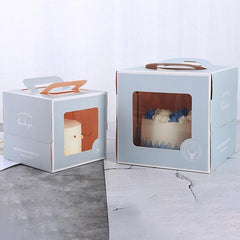 30PCS White Portable Cake Boxes Display Window Packing Case Party with Handle Birthday - 6 inch