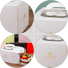 30PCS White Portable Cake Boxes Display Window Packing Case Party with Handle Birthday - 12 inch