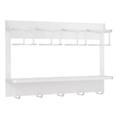 Magnetic Mug Organizer Cup Holder Wall Mount Storage for Kitchen Office Home Use - White