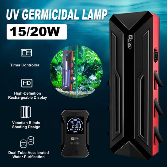 Fish Tank UV Germicidal Lamp for Water Purification Algae Sterilization Aquarium - 15W