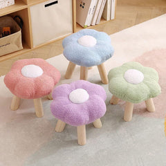 Small Flower Short Stool for Entryway or Living Room Shoe Bench or Footrest - Yellow