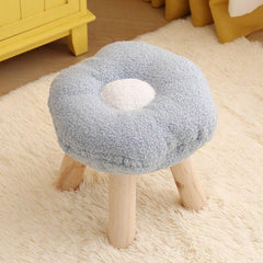 Small Flower Short Stool for Entryway or Living Room Shoe Bench or Footrest - Yellow