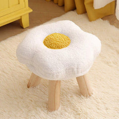 Small Flower Short Stool for Entryway or Living Room Shoe Bench or Footrest - Yellow