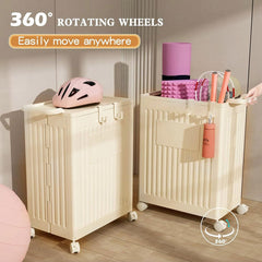 Fitness Storage Basket Organizer Tube with Wheeled Basket for Home Use and Gym