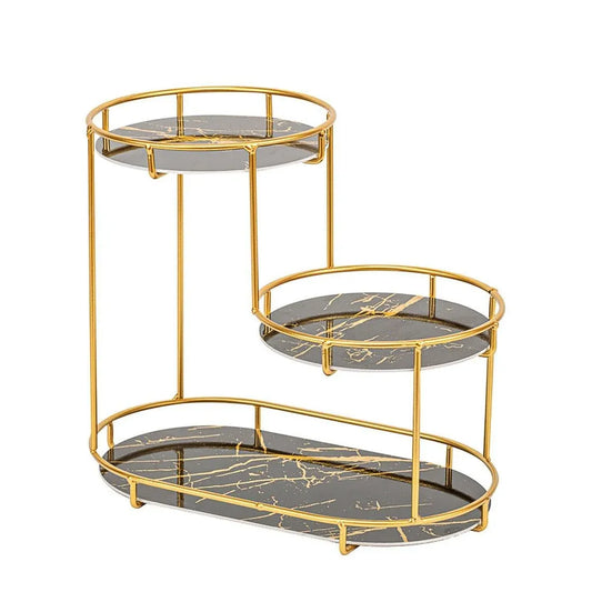 Round Multi-Tier Metal Storage Rack for Bathroom Vanity Kitchen Storage Rack - Black