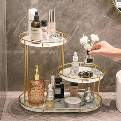 Round Multi-Tier Metal Storage Rack for Bathroom Vanity Kitchen Storage Rack - Black