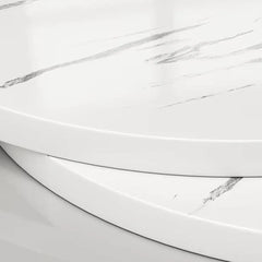 Round Side Table 2 Tier White Nightstand Coffee Sofa End Table Marble Design