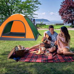 Outdoor Camping Tent Portable Sun Protection Lightweight Quick Setup Shelter - Orange 2-3 Person