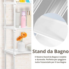 Bathroom Rack Over Toilet Washing Machine Shelf Storage Organizer Stand Unit - Black