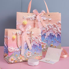 10pcs Oil Painting Gift Paper Bags for Birthday and Holiday Gift Packaging Tote - L