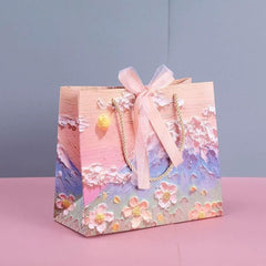 10pcs Oil Painting Gift Paper Bags for Birthday and Holiday Gift Packaging Tote - L