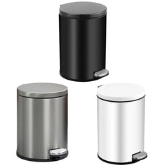 Trash Can Double Layer Foot Pedal Design with Lid Household Bin Kitchen Bathroom - Black