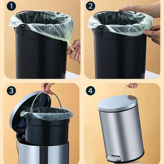 Trash Can Double Layer Foot Pedal Design with Lid Household Bin Kitchen Bathroom - White