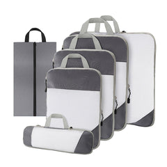 6pcs Mesh Visible Travel Storage Set Waterproof Nylon Compressible Storage Bags - Navy Blue