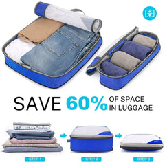 6pcs Mesh Visible Travel Storage Set Waterproof Nylon Compressible Storage Bags - Sky Blue