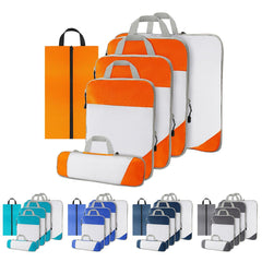 6pcs Mesh Visible Travel Storage Set Waterproof Nylon Compressible Storage Bags - Sky Blue