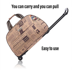 Wheeled Travel Duffle Trolley Bag Carry On Rolling Luggage Suitcase Tote Durable - Brown-20in