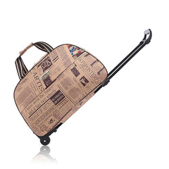 Wheeled Travel Duffle Trolley Bag Carry On Rolling Luggage Suitcase Tote Durable - Black-24in