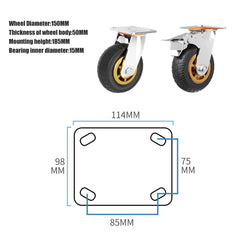 4pcs 6inch Heavy Duty Swivel Caster Wheels 150mm 1000kg Load 2 with Brakes