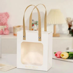20pcs Translucent Gift Bags Packaging Tote Birthday Party Favors Candy Bags - Beige-M Size